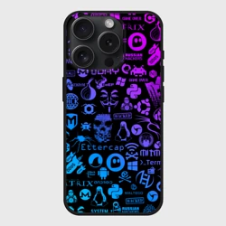 Чехол силиконовый для Apple iPhone 15 Pro матовый Hacker Logo Градиент