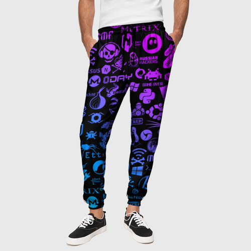 Мужские брюки 3D с принтом Hacker Logo Градиент, вид сбоку #3