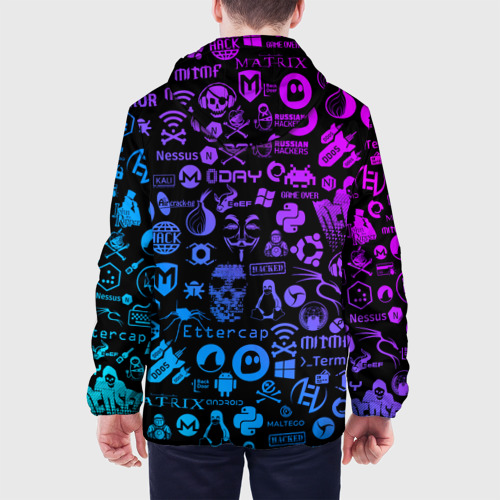 Мужская куртка 3D Hacker Logo Градиент, цвет 3D печать - фото 5