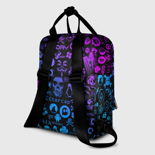 Женский рюкзак 3D с принтом Hacker Logo Градиент, вид сзади #1