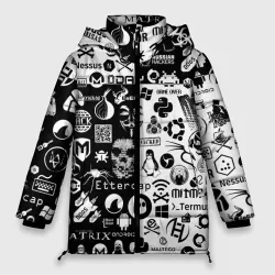 Женская зимняя куртка Oversize Hacker Logo Шахматы