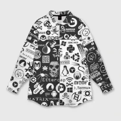 Женская рубашка oversize 3D Hacker Logo Шахматы