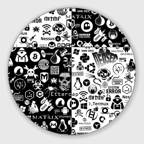 Круглый коврик для мышки Hacker Logo Шахматы