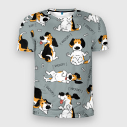 Мужская футболка 3D Slim Собаки Бигли