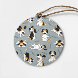 Деревянная игрушка круг Собаки Бигли