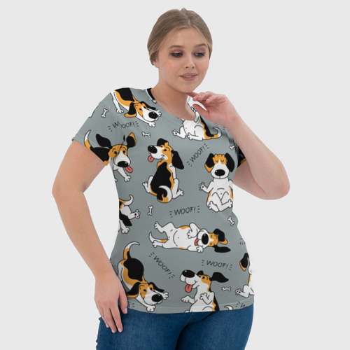 Женская футболка 3D Собаки Бигли, цвет 3D печать - фото 6