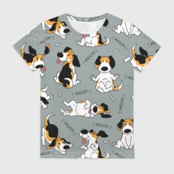 Женская футболка 3D Собаки Бигли