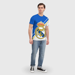 Футболка с принтом Real Madrid Реал Мадрид для мужчины, вид на модели спереди №3. Цвет основы: белый