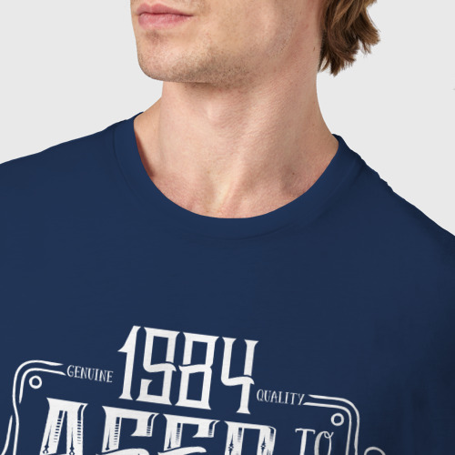 Мужская футболка хлопок 1984 год рождения, цвет темно-синий - фото 6