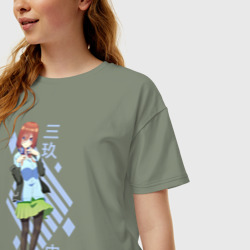 Женская футболка хлопок Oversize Пять невест. Накано Мику - фото 2
