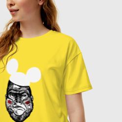 Женская футболка хлопок Oversize Горилла Маус - фото 2