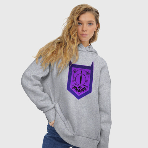 Женское худи Oversize хлопок Babyls Demon School logo, цвет меланж - фото 4