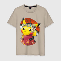 Пикачу    гейша – Мужская футболка хлопок с принтом купить со скидкой в -20%