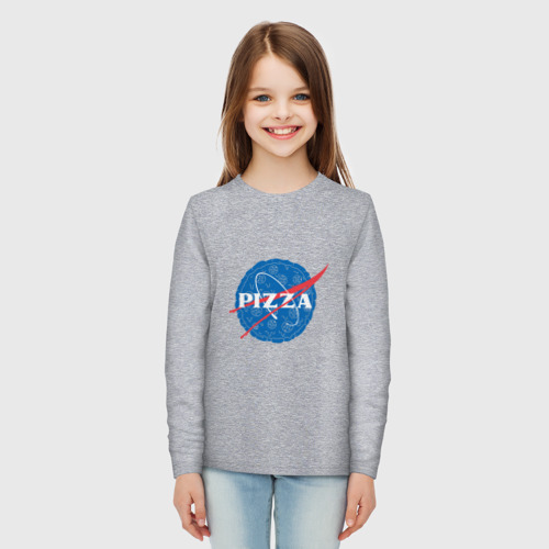 Детский лонгслив хлопок с принтом NASA Pizza, вид сбоку #3