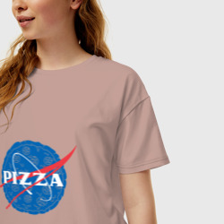 Женская футболка хлопок Oversize NASA Pizza - фото 2