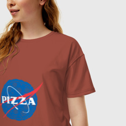 Женская футболка хлопок Oversize NASA Pizza - фото 2