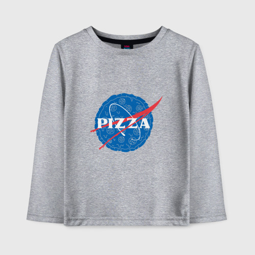 Детский лонгслив хлопок с принтом NASA Pizza, вид спереди #2