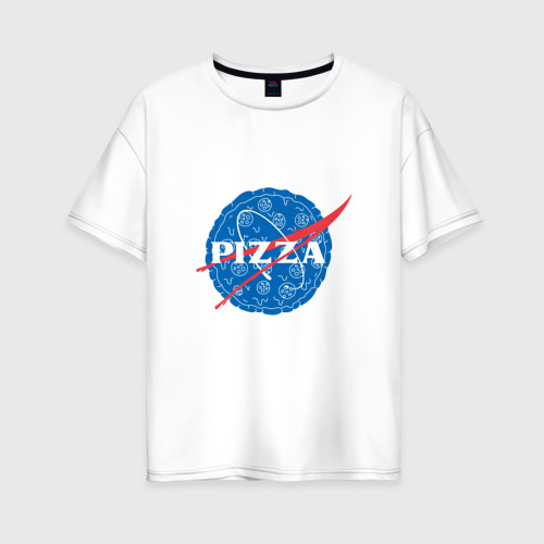 Женская футболка из хлопка оверсайз с принтом NASA Pizza, вид спереди №1