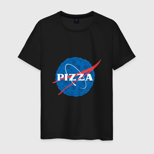 Мужская футболка хлопок с принтом NASA Pizza, вид спереди #2