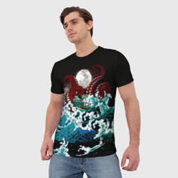 Мужская футболка 3D Корабль на Волнах Кракен - фото 2