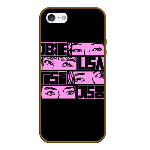 Чехол для iPhone 5/5S матовый Black pink eyes, цвет коричневый