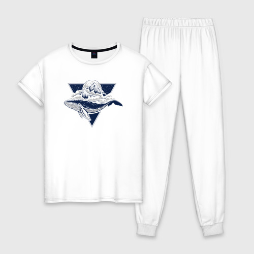 Женская пижама хлопок Кит в треугольнике, цвет белый