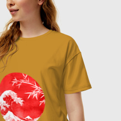 Женская футболка хлопок Oversize Волна в Канагаве - фото 2