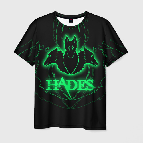 Мужская футболка с принтом Hades three-headed wolf, вид спереди №1