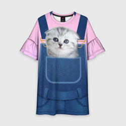 Детское платье 3D Вислоухий котенок в кармашке