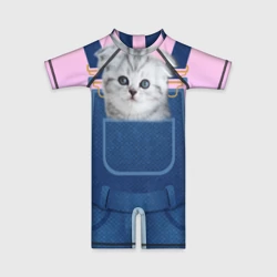 Детский купальный костюм 3D Вислоухий котенок в кармашке