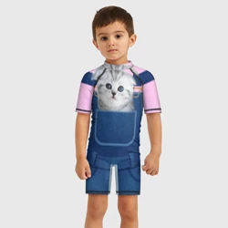 Детский купальный костюм 3D Вислоухий котенок в кармашке - фото 2