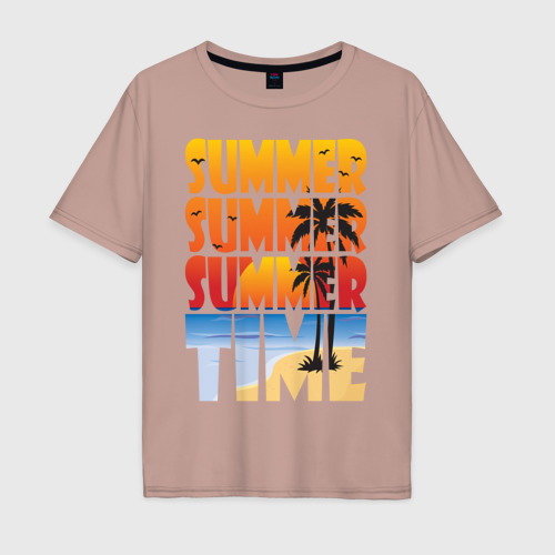 Мужская футболка хлопок Oversize с принтом SUMMER TIME, вид спереди #2
