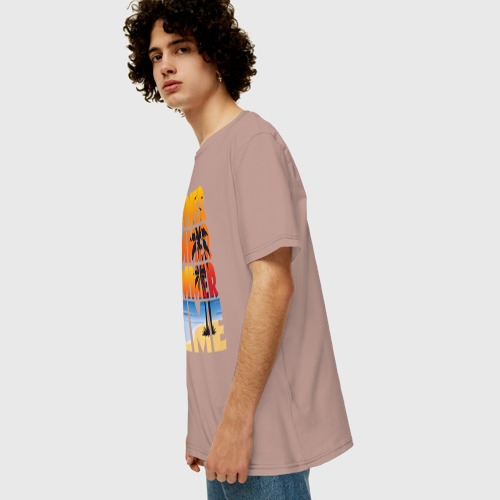 Мужская футболка хлопок Oversize с принтом SUMMER TIME, вид сбоку #3