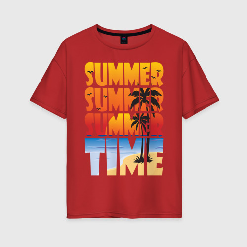 Женская футболка хлопок Oversize с принтом SUMMER TIME, вид спереди #2