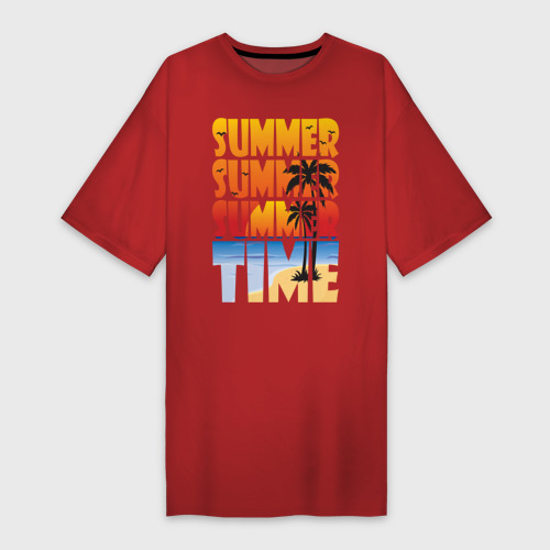 Платье-футболка хлопок Summer time, цвет красный