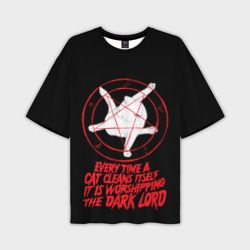 Мужская футболка oversize 3D Кот сатаны