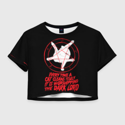 Женская футболка Crop-top 3D Кот сатаны