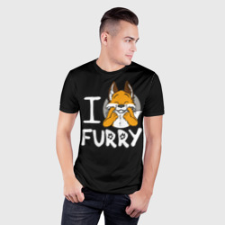 Мужская футболка 3D Slim I love furry - фото 2