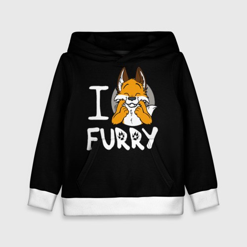 Детская толстовка 3D I love furry, цвет белый