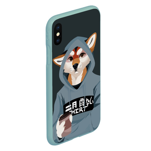 Чехол для iPhone XS Max матовый Furry fox, цвет мятный - фото 3