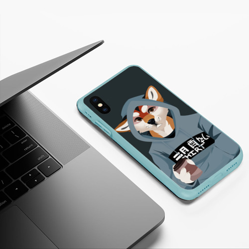 Чехол для iPhone XS Max матовый Furry fox, цвет мятный - фото 5