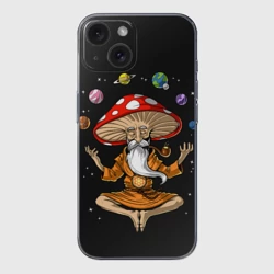 Чехол для iPhone 15 силиконовый с защитой камеры Космический Гриб Волшебник