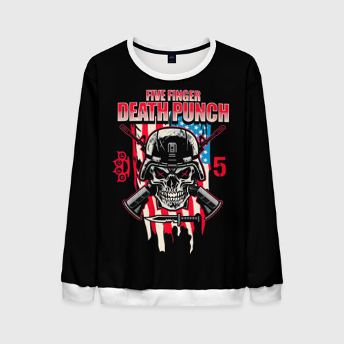 Мужской свитшот 3D 5FDP Five Finger Death Punch, цвет белый