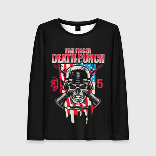 Женский лонгслив 3D с принтом 5FDP | Five Finger Death Punch, вид спереди #2