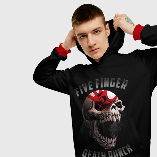 Мужская толстовка 3D Five Finger Death Punch 5FDP, цвет красный - фото 5