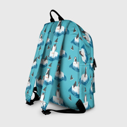 Рюкзак с принтом Пингвины для любого человека, вид сзади №1. Цвет основы: белый