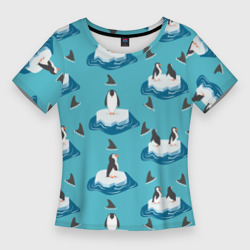 Женская футболка 3D Slim Пингвины