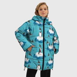 Женская зимняя куртка Oversize Пингвины - фото 2
