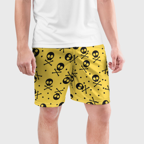 Мужские шорты спортивные Череповый фон Черепа, цвет 3D печать - фото 3