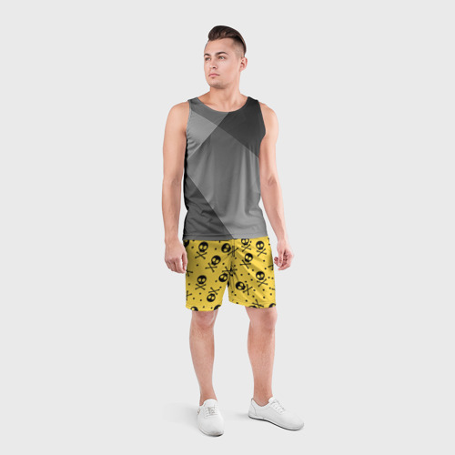 Мужские шорты спортивные Череповый фон Черепа, цвет 3D печать - фото 4